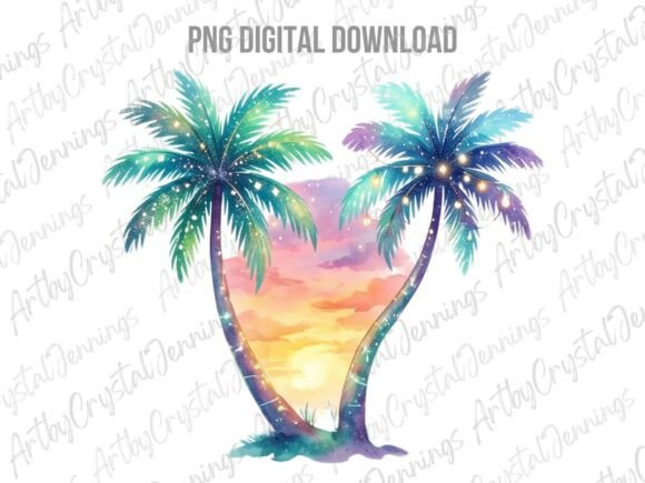 Download Whimsical Sunset Palm Trees PNG - Sunset Collection