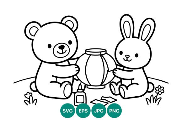 Download Cute Bear and Rabbit Crafting Paper - Cute Collection