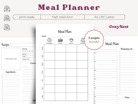 Download Meal Planner Template Recipe Card PDF - Template Collection