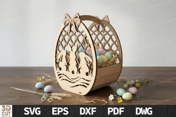 Download Cute Bunny Easter Egg Basket SVG - Cute Collection