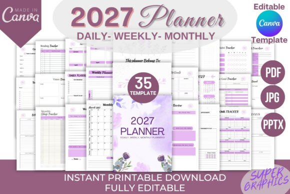Download Editable 2027 Planner Canva Template KDP - Template Collection