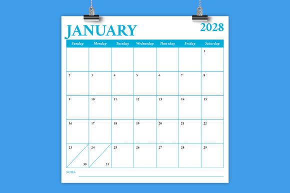 Download 2028 12x12 Inch COLOR Calendar Template - Template Collection