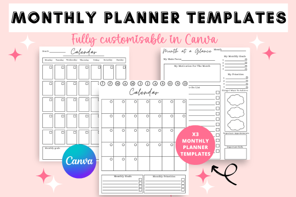 Download Monthly Planner Canva Templates - Template Collection