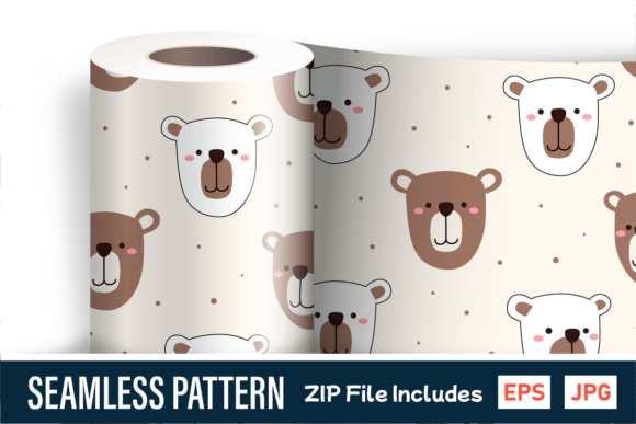 Download Cute Bear Face Seamless Polka Pattern - Cute Collection