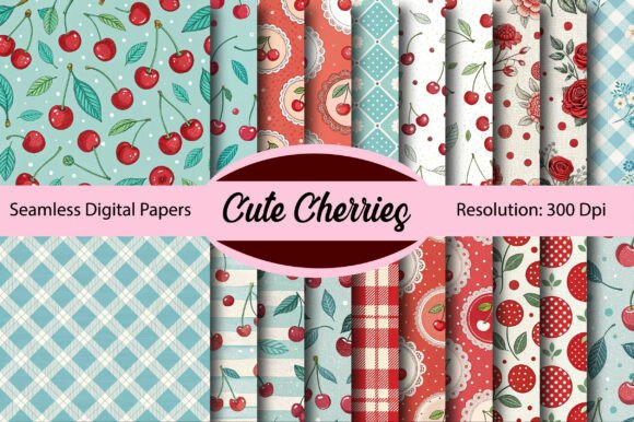 Download CUTE CHERRIES Seamless Digital Paper - Cute Collection