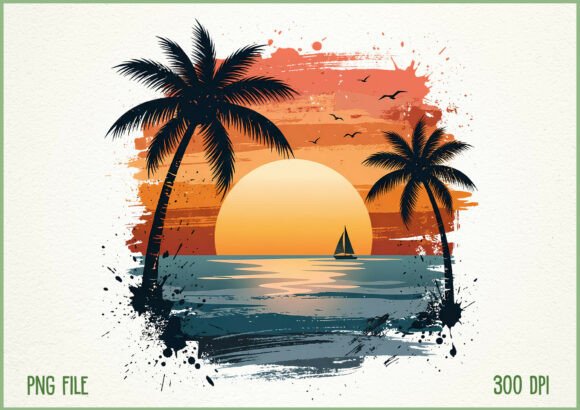 Download Tropical Sunset Beach Scene Palm Trees - Sunset Collection