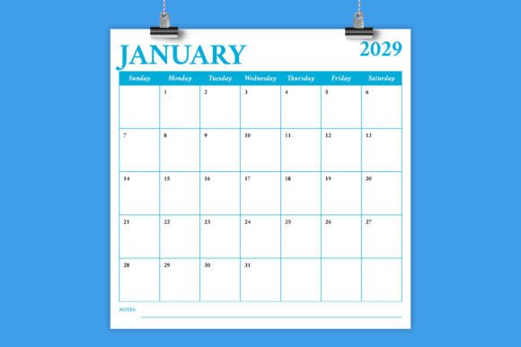 Download 2029 12x12 Inch COLOR Calendar Template - Template Collection