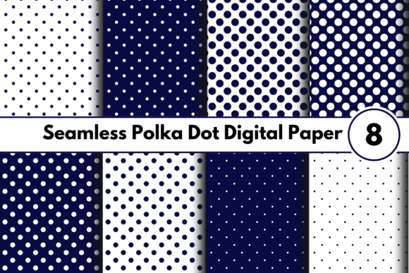 Download Navy Polka Dot Digital Paper Set - Polka dot digital paper Collection