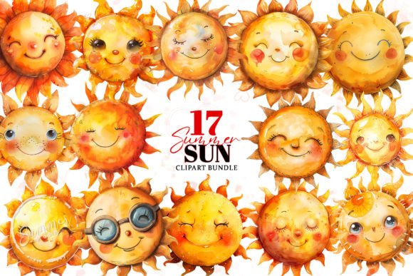Download Cute Summer Sun Watercolor Clipart - Cute Collection
