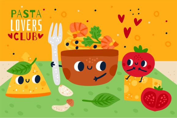 Download Italian Pasta Characters Card. Cute Spag - Cute Collection
