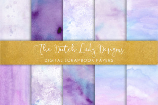 Download Digital Scrapbook Paper - Watercolor Ombres in Blue & Purple - Waterpaint Textures - Paint Collection